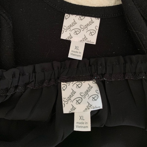 Blouse & Tank Top Set 2 PCS Tie Front Shell Ruffle Black D Signed Disney Girl XL - Picture 15 of 16